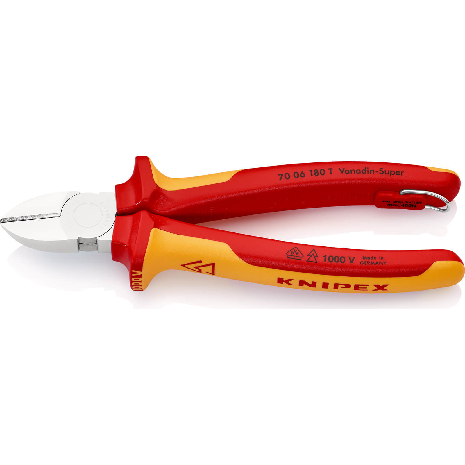 Image of Knipex 70 06 VDE Insulated Tethered Diagonal Cutting Pliers 180mm