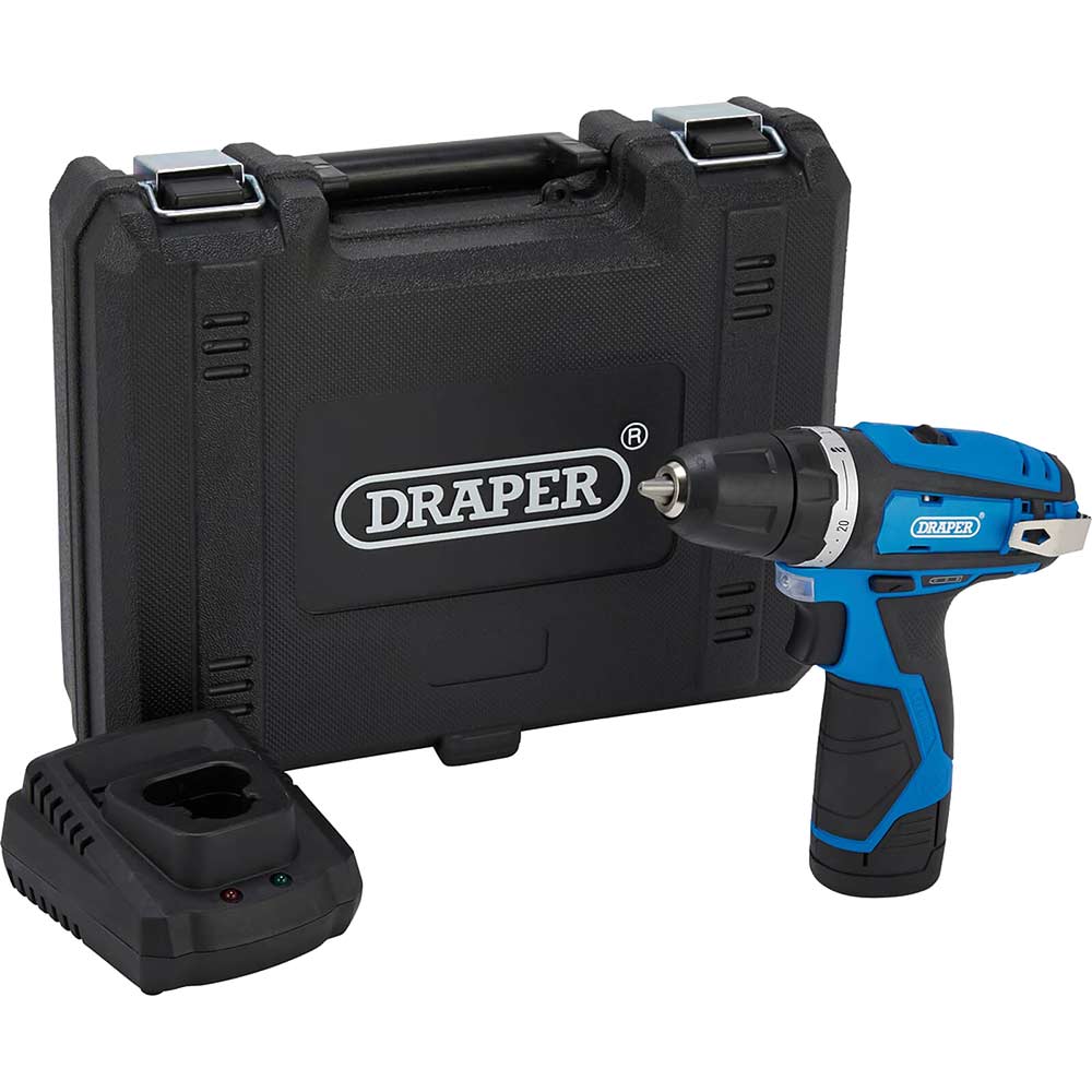 Draper D12VD 12v Cordless Drill Driver 1 x 1.5ah Li-ion Battery Charger Case