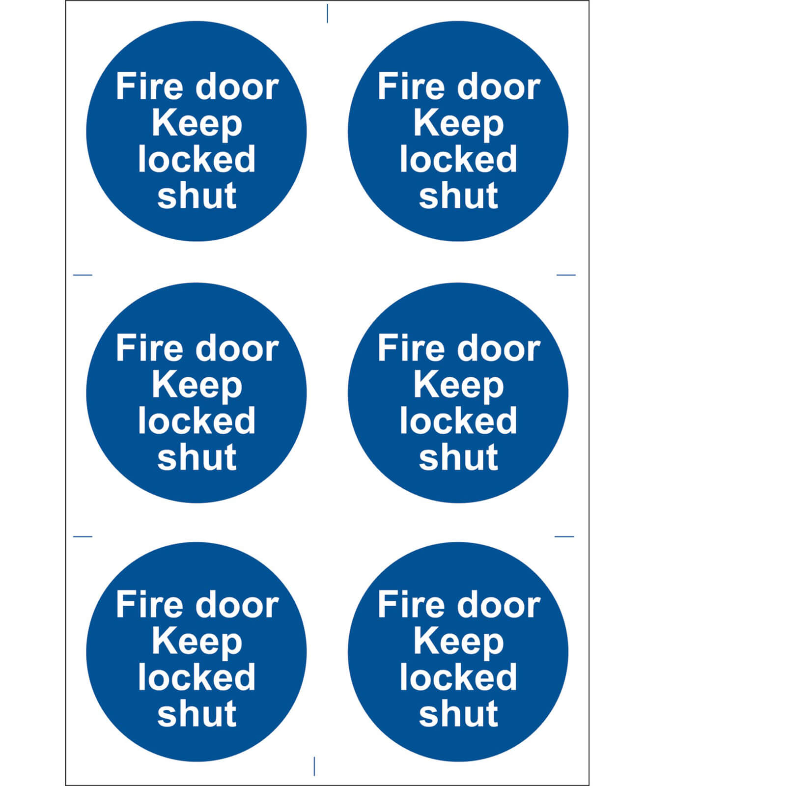 Image of Draper Fire Door Keep Locked Sign Pack of 6 100mm 100mm Standard