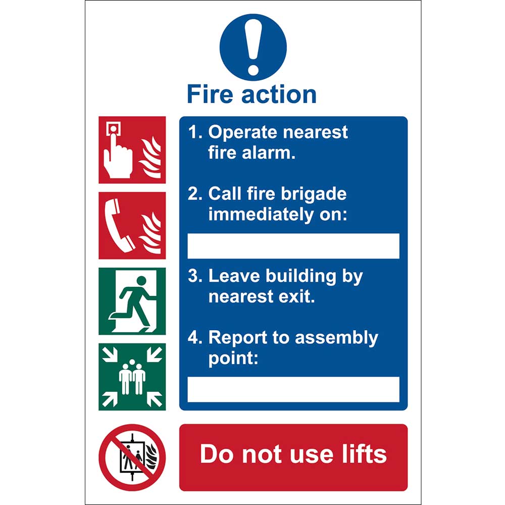 Image of Draper Fire Action Procedure Sign 200mm 300mm Standard