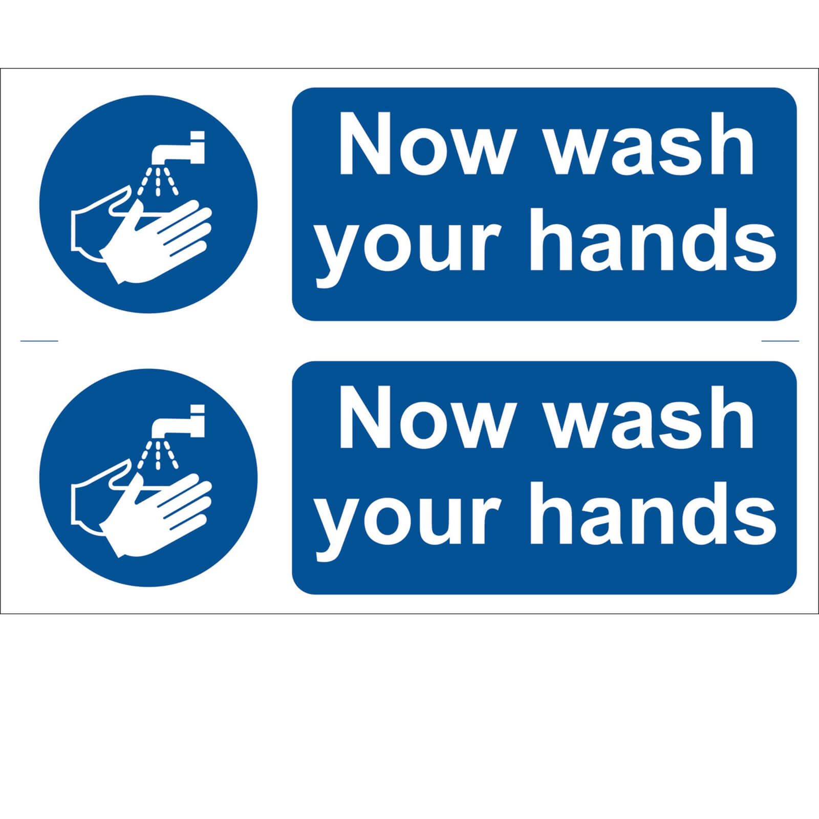 Image of Draper Now Wash Your Hands Sign Pack of 2 300mm 100mm Standard