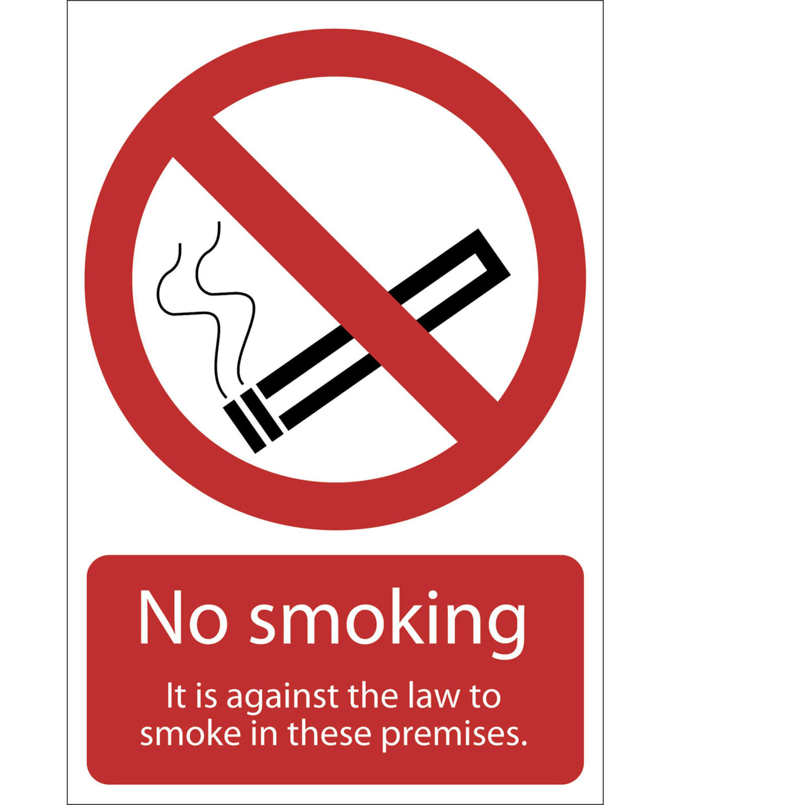 Image of Draper No Smoking It Is Against The Law Sign 200mm 300mm Standard