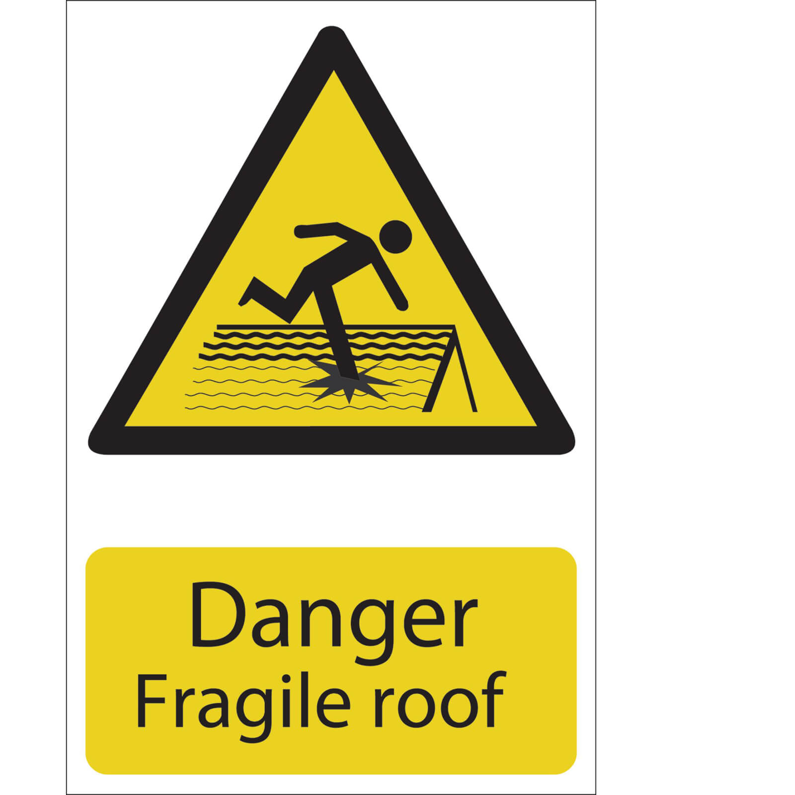 Image of Draper Danger Fragile Roof Sign 200mm 300mm Standard