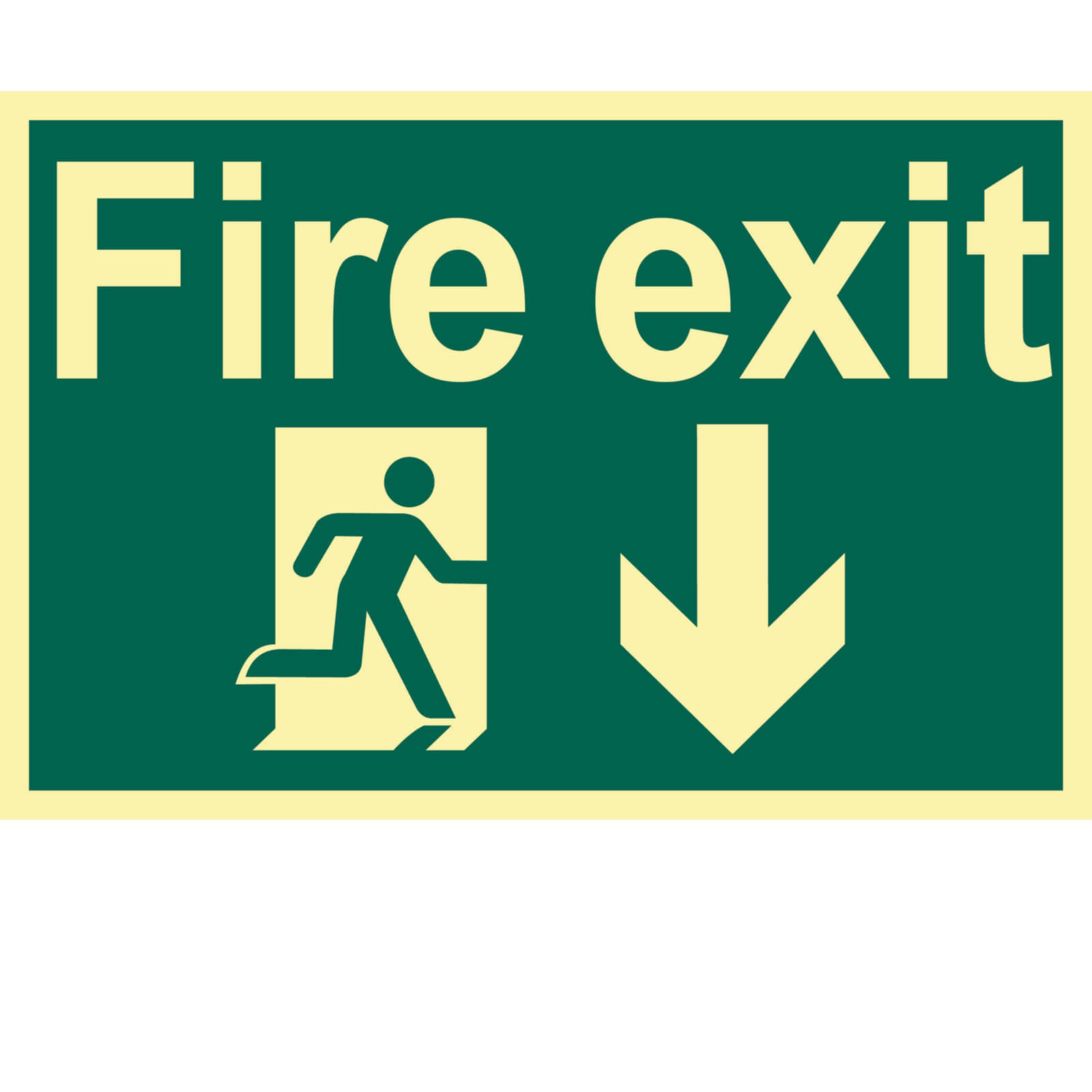 Image of Draper Fire Exit Arrow Down Sign 200mm 300mm Photoluminescent