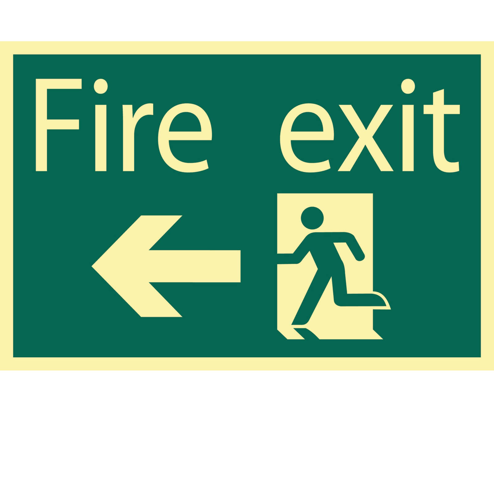 Image of Draper Fire Exit Arrow Left Sign 200mm 300mm Photoluminescent