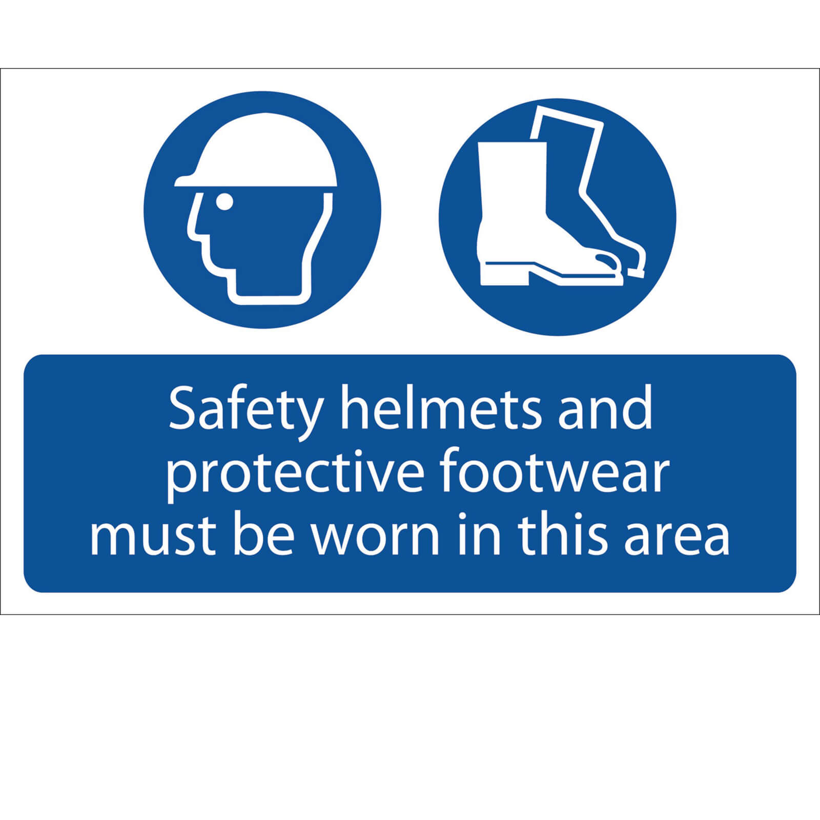 Image of Draper Safety Helmets and Protective Footwear Must Be Worn Sign 600mm 400mm Standard