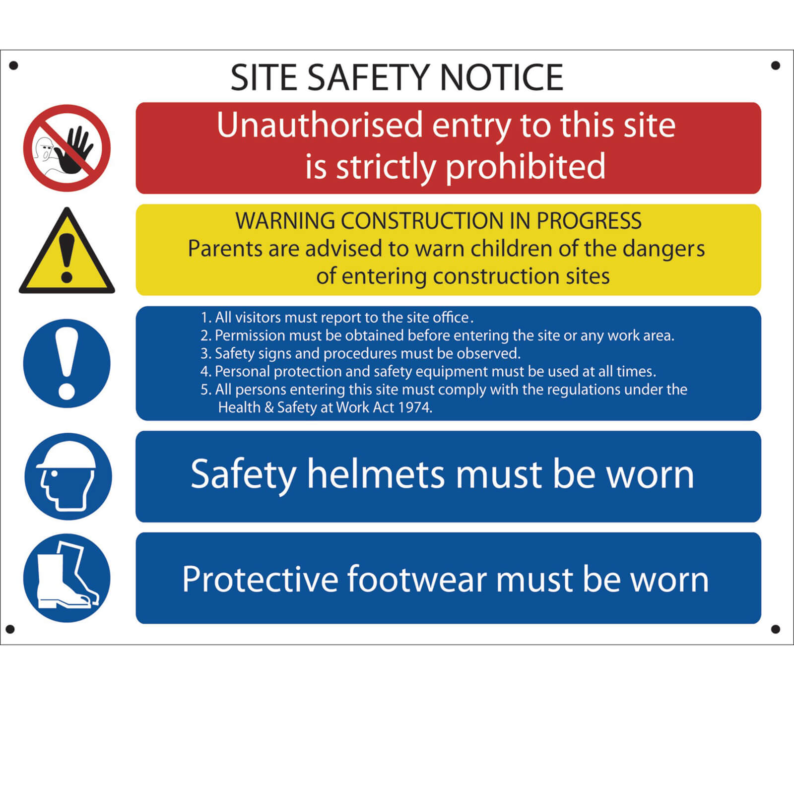 Image of Draper Site Safety Notice Sign 800mm 600mm Standard