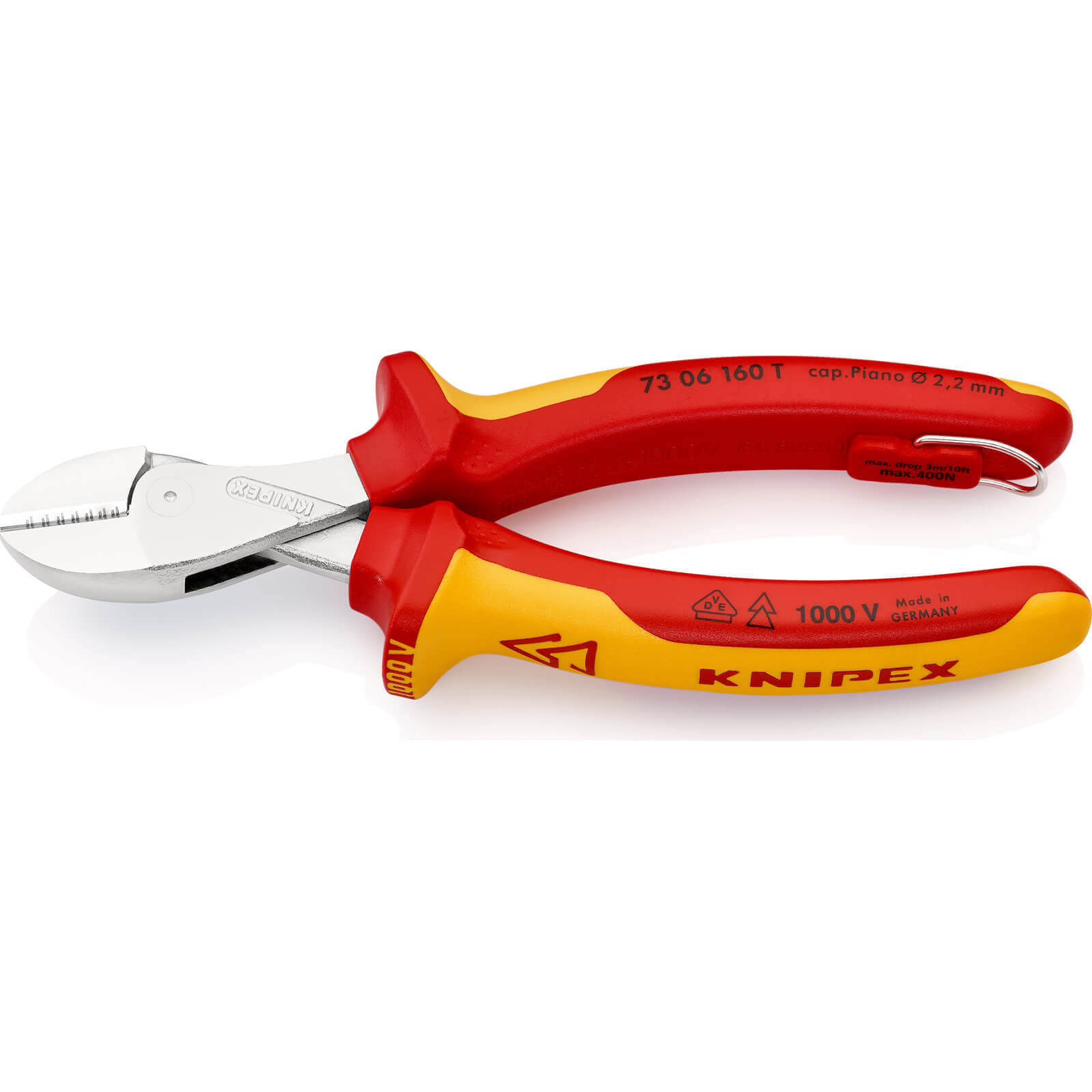 Image of Knipex 73 06 VDE Insulated X Cut Compact Tethered Diagonal Cutting Pliers 160mm