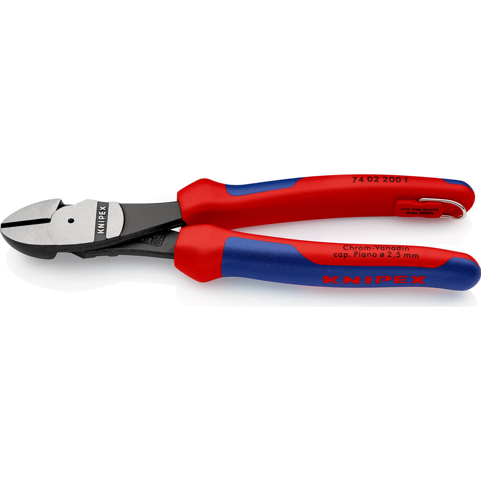 Image of Knipex 74 02 Tethered Diagonal Cutting Pliers 200mm