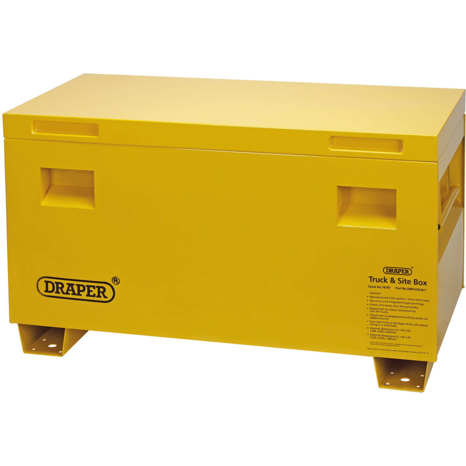 Image of Draper Contractors Site Storage Box Yellow 905mm 425mm 400mm