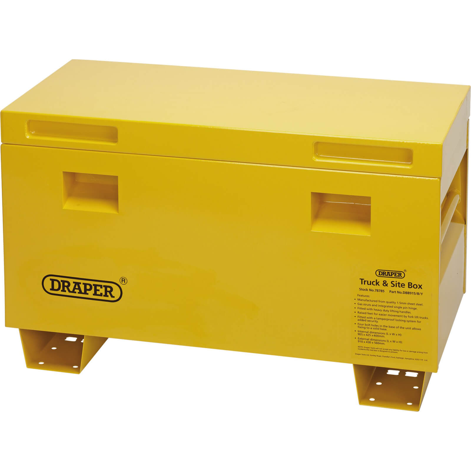 Image of Draper Contractors Site Storage Box Yellow 1200mm 600mm 600mm