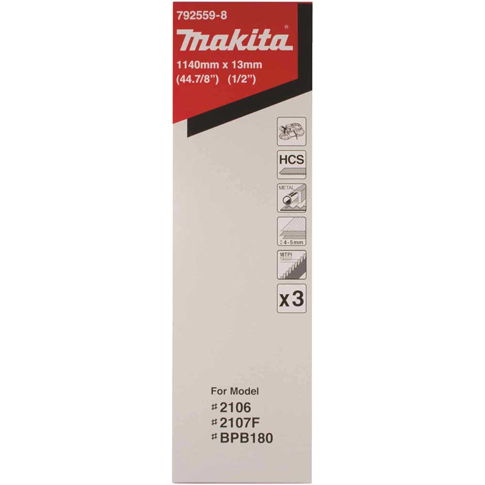 Image of Makita Bandsaw Blade for Steel for DPB180 / PB002G Bandsaw Pack of 3