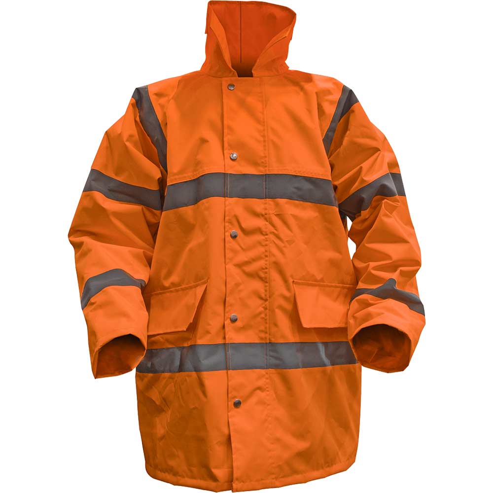 Sealey Quilted Lining Hi Vis Motorway Jacket Orange L in UK Specification