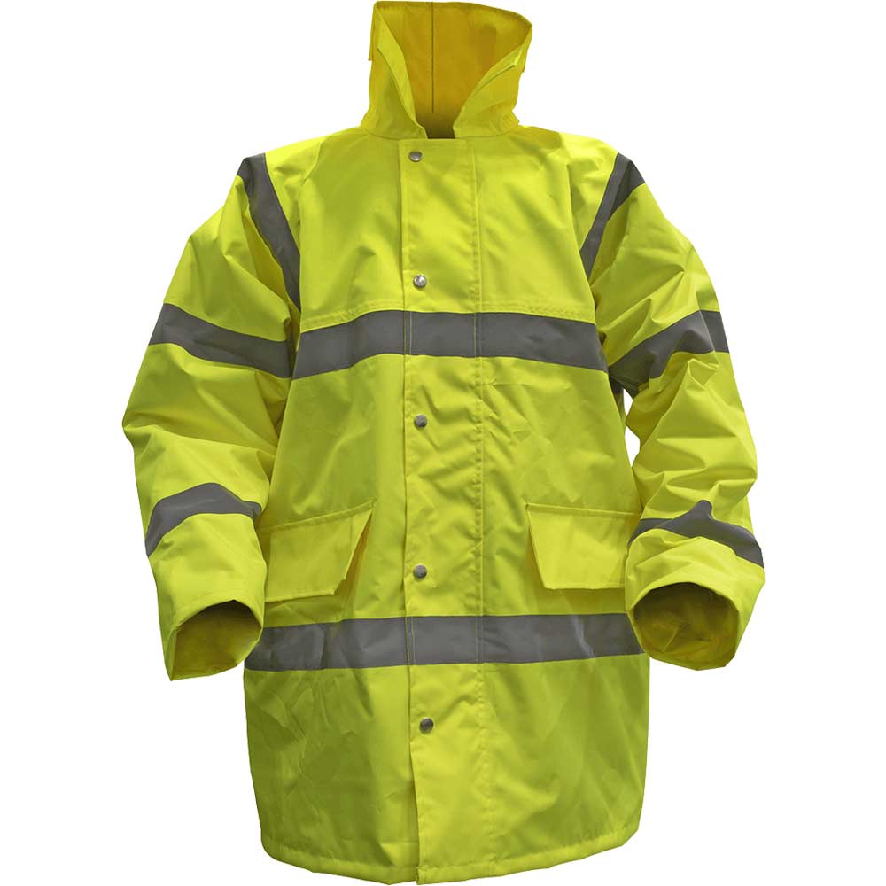 Sealey Quilted Lining Hi Vis Motorway Jacket Yellow 2XL in UK Specification