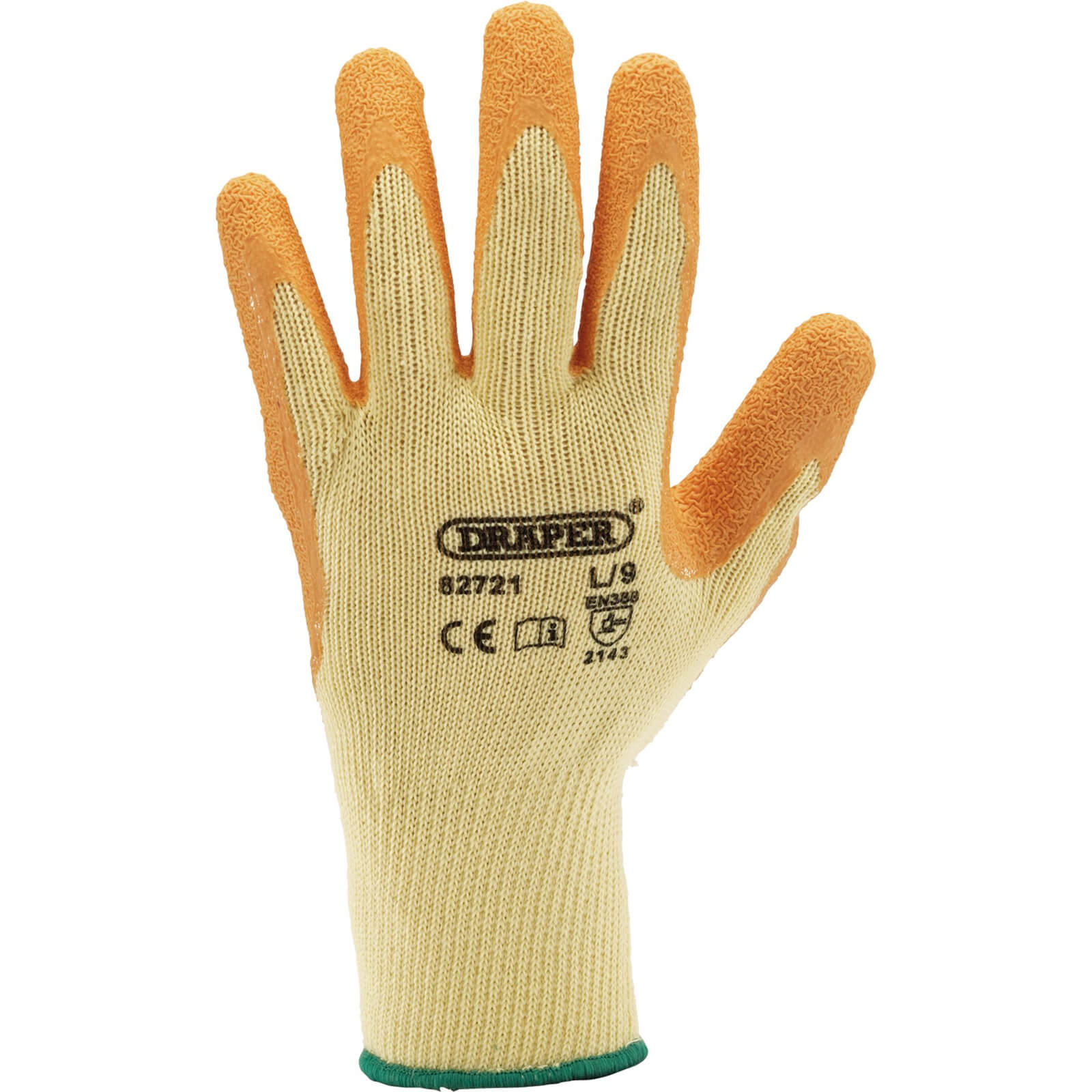 Image of Draper Orange Heavy Duty Latex Coated Work Gloves Yellow / Orange M