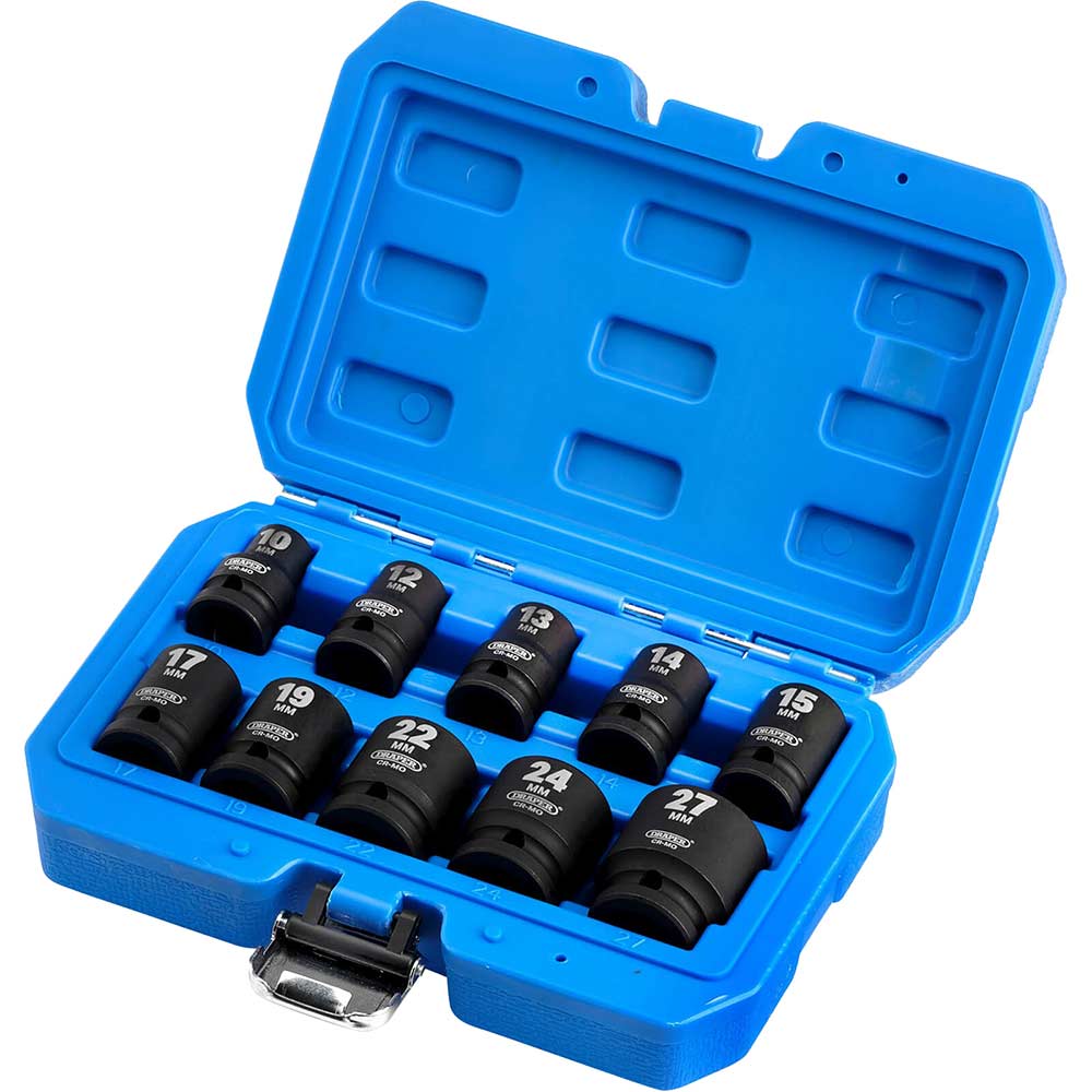 Image of Draper 10 Piece 1/2" Drive Impact Hex Socket Set Metric 1/2"