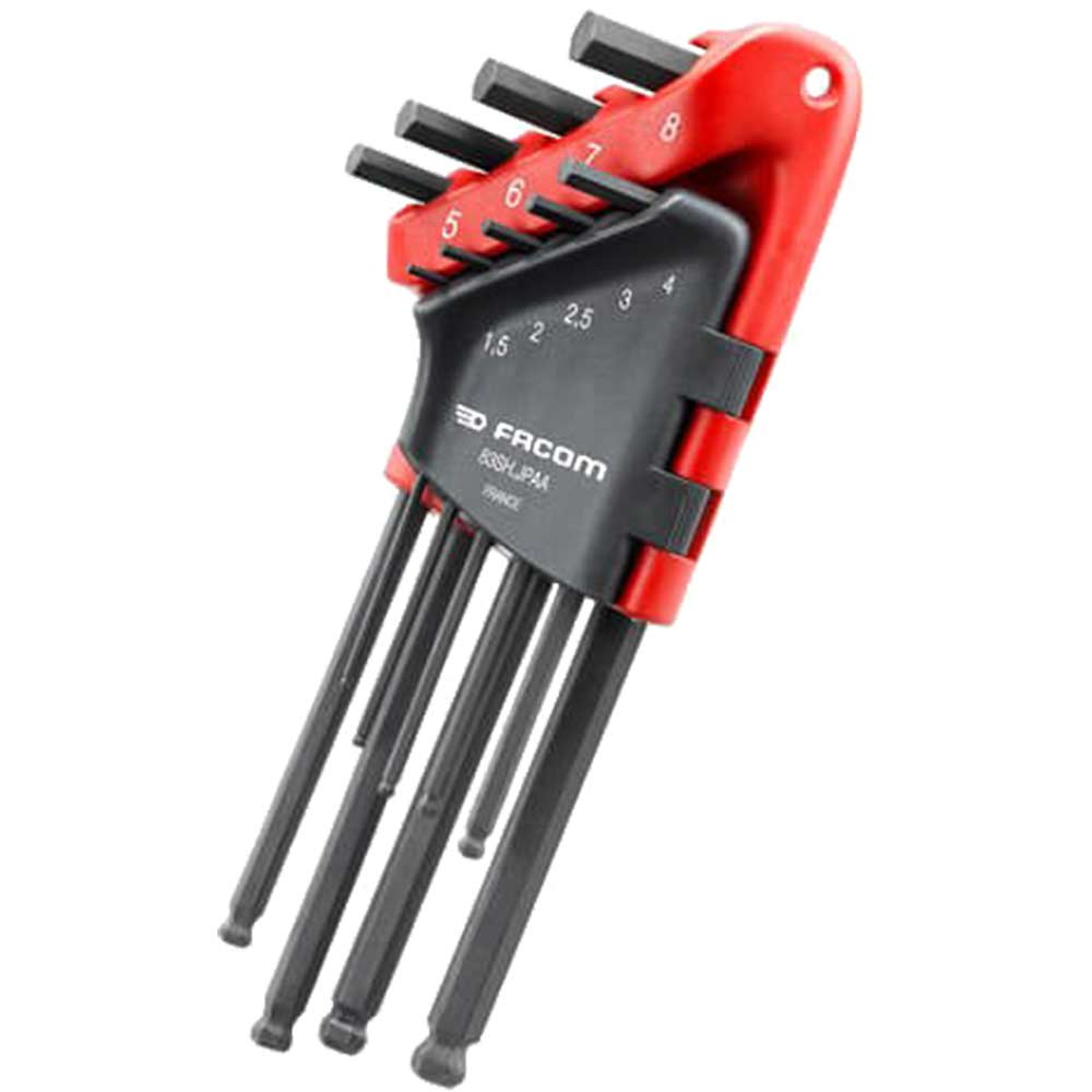 Facom 9 Piece Long Ball End Hexagon Allen Key Set Metric