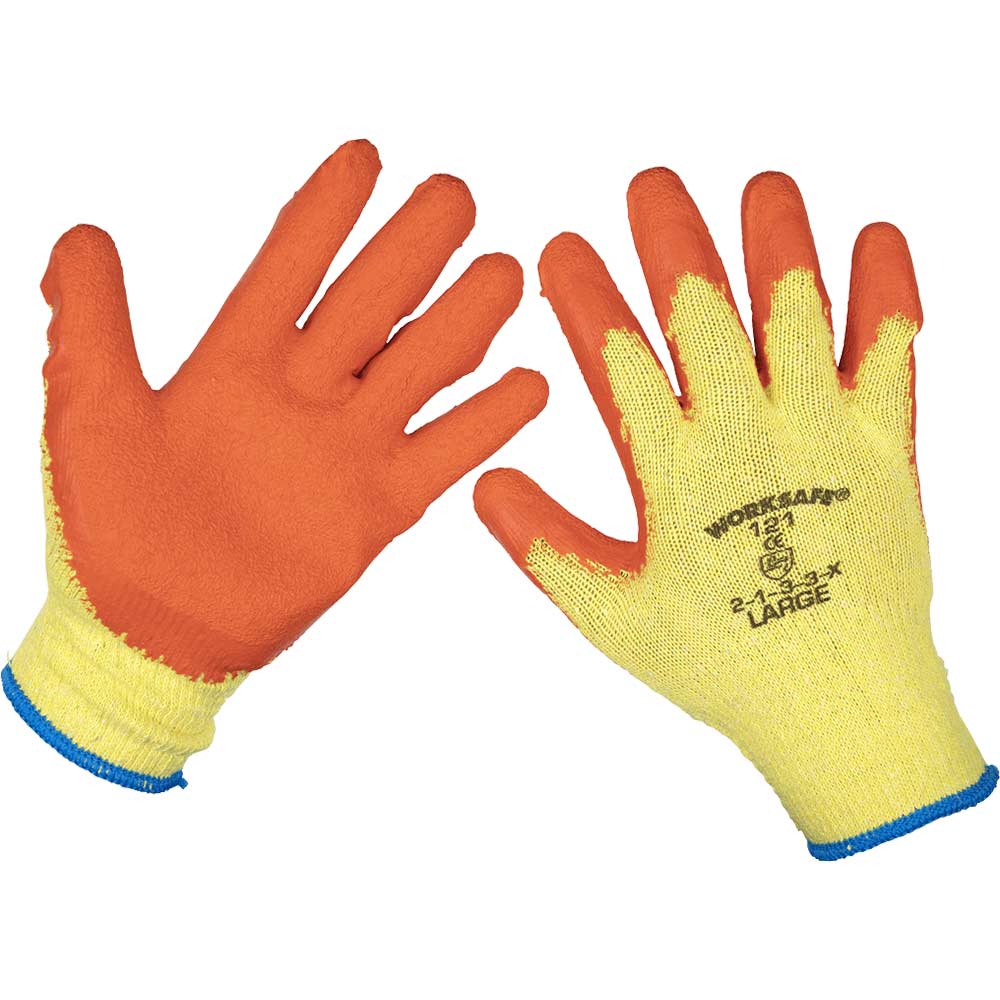 Sealey Worksafe Super Grip Gloves Orange L Pack of 12