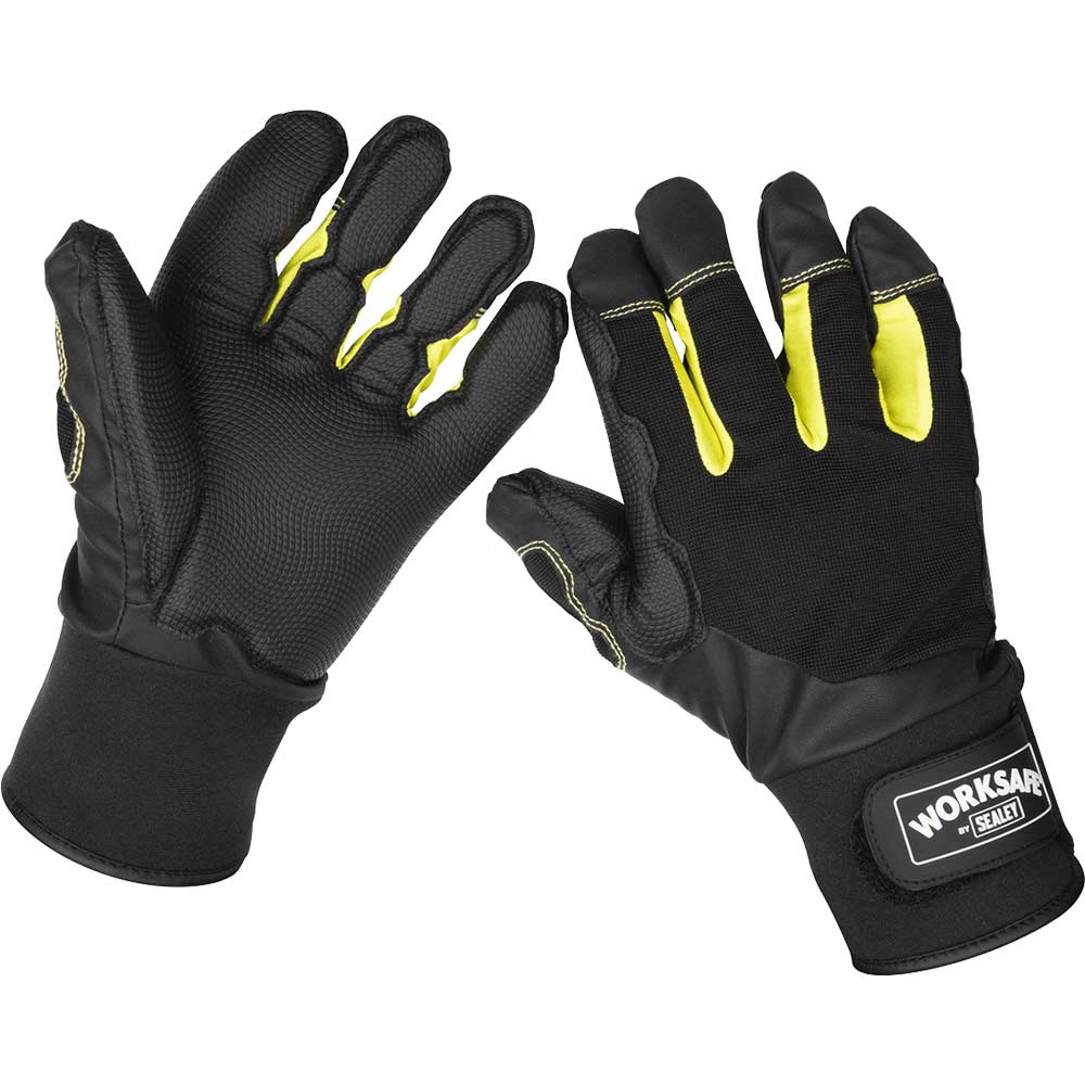 Sealey Worksafe Anti Vibration Gloves Black / Yellow XL