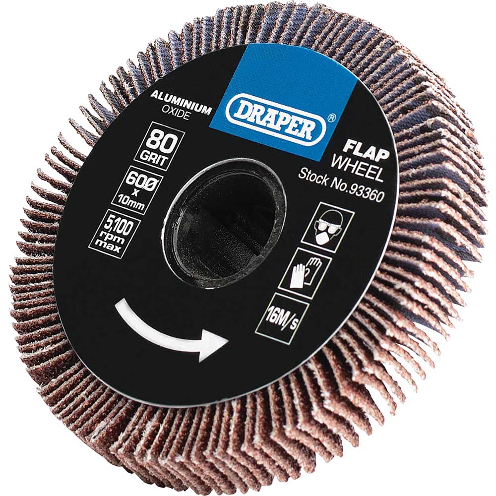 Draper Sanding Roller Flap Wheel 60mm 10mm 80g