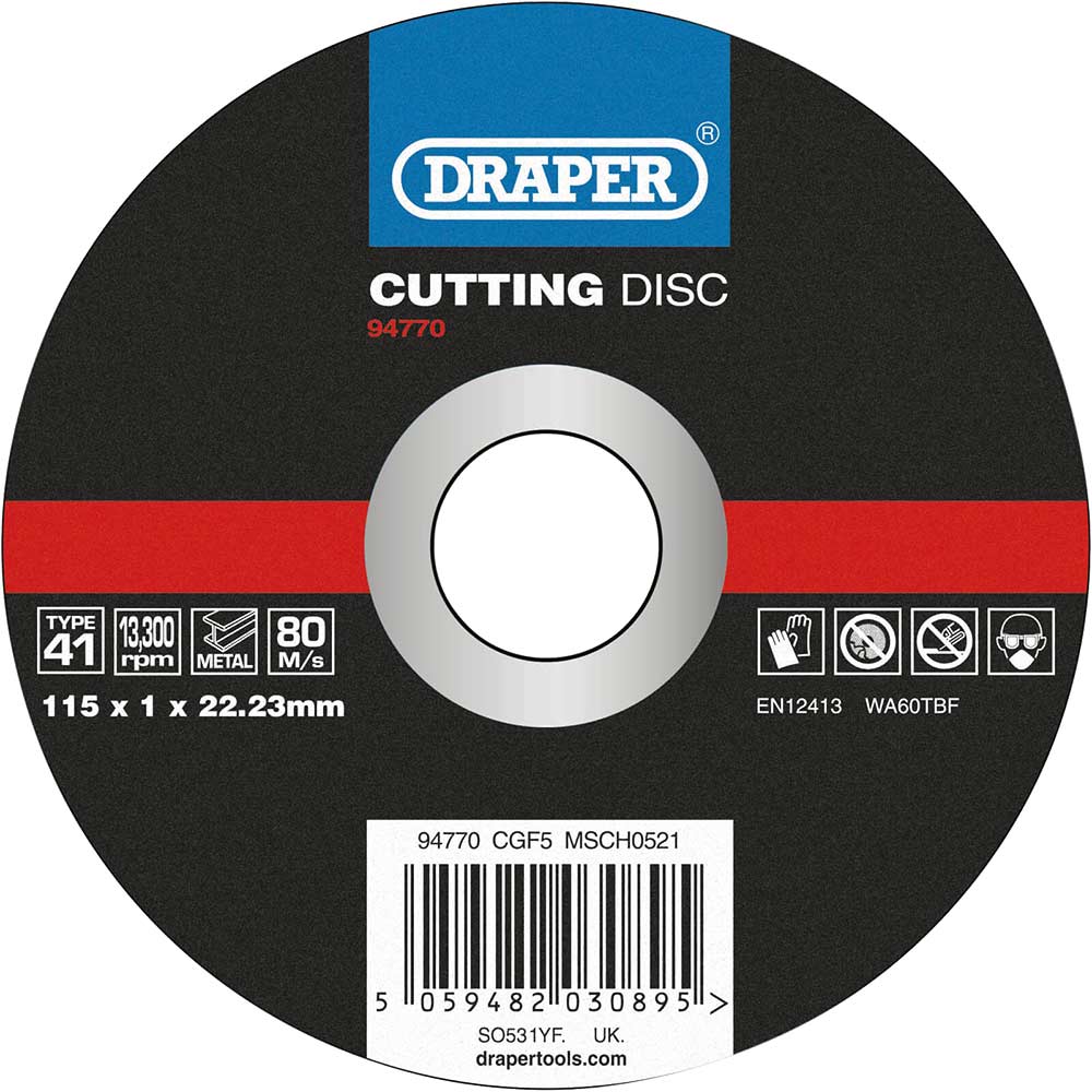 Draper Metal Cutting Disc 115mm 1mm 22mm
