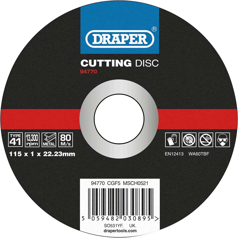 Image of Draper Metal Cutting Disc 115mm 1mm 22mm