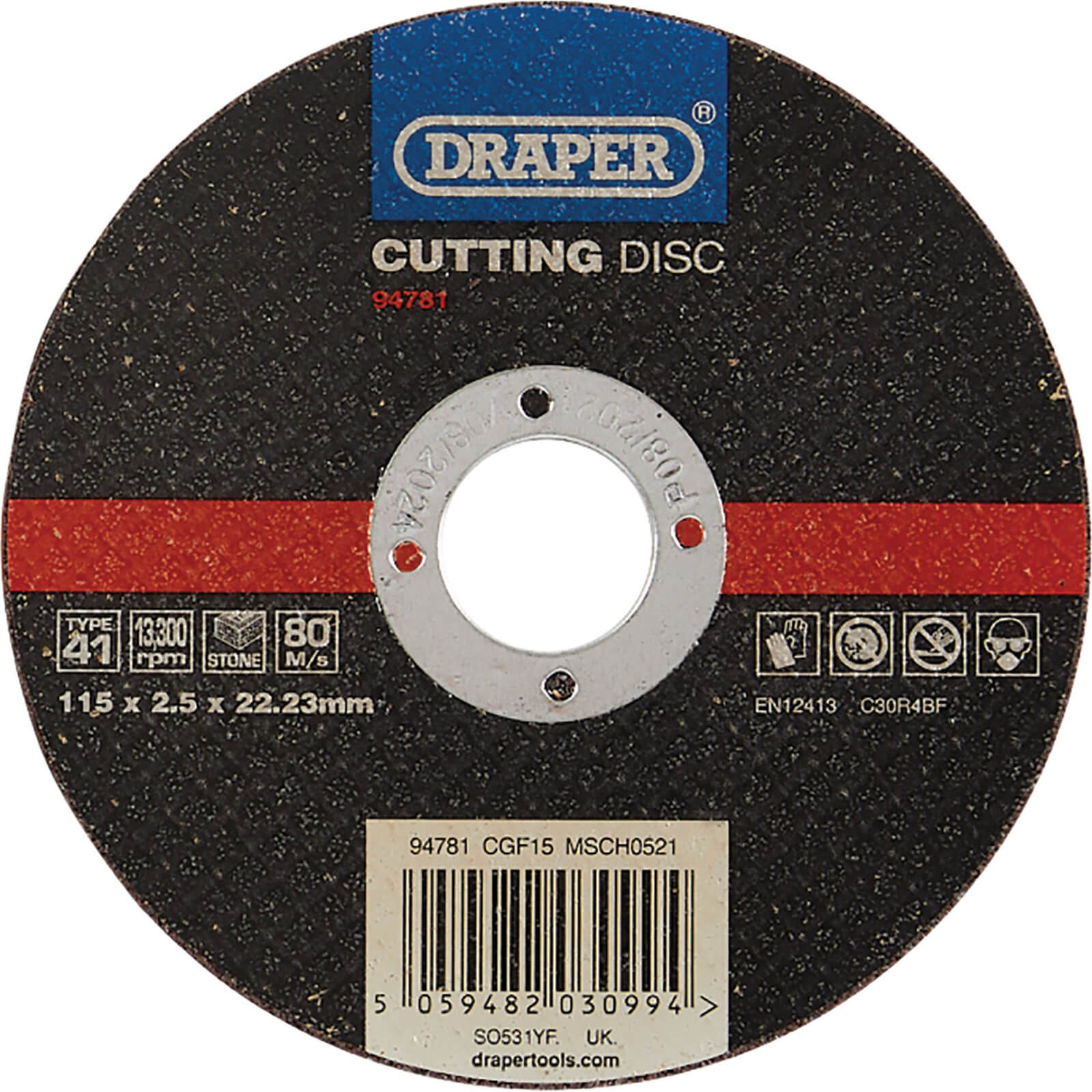 Image of Draper Flat Stone Cutting Disc 115mm 2.5mm 22mm
