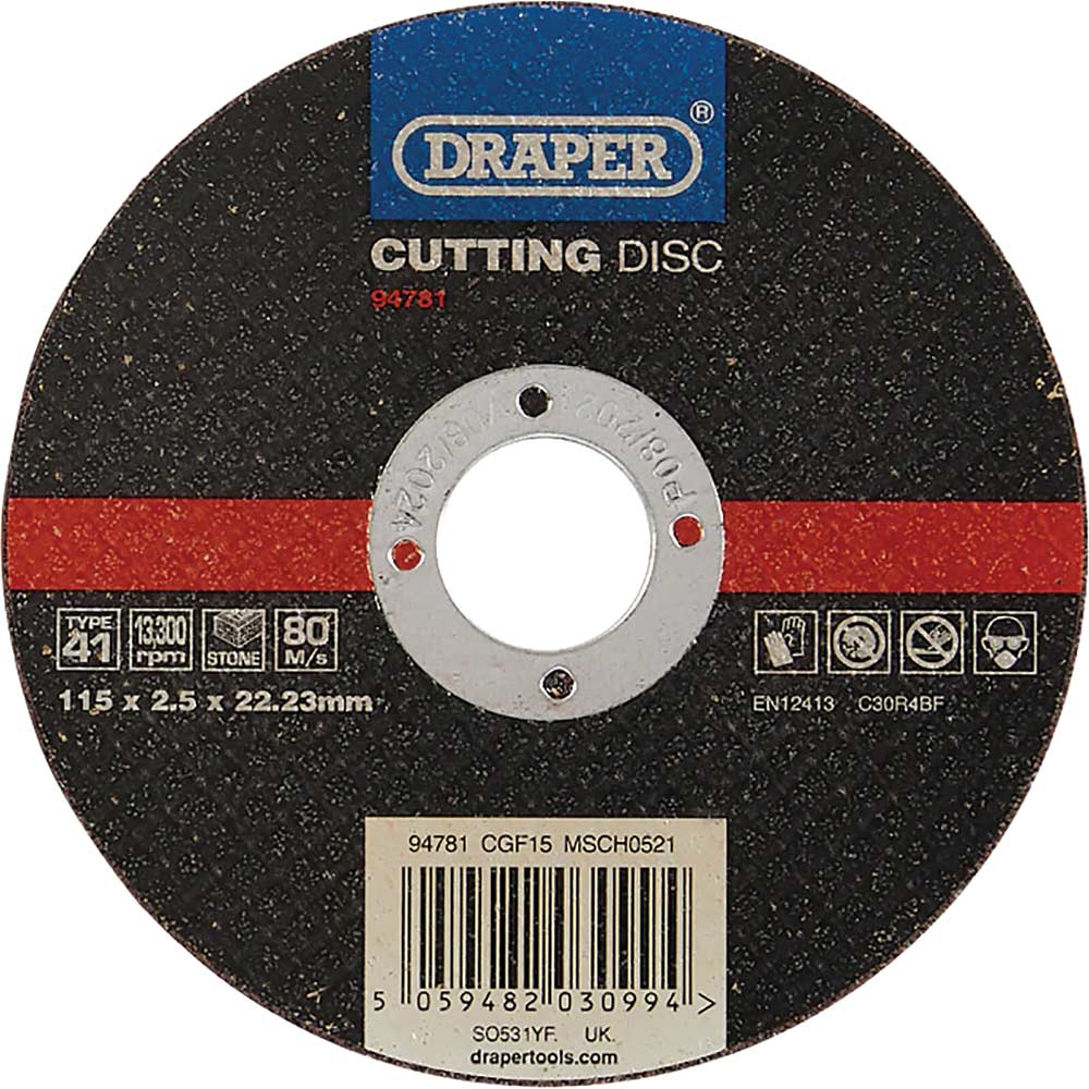 Image of Draper Flat Stone Cutting Disc 115mm 2.5mm 22mm