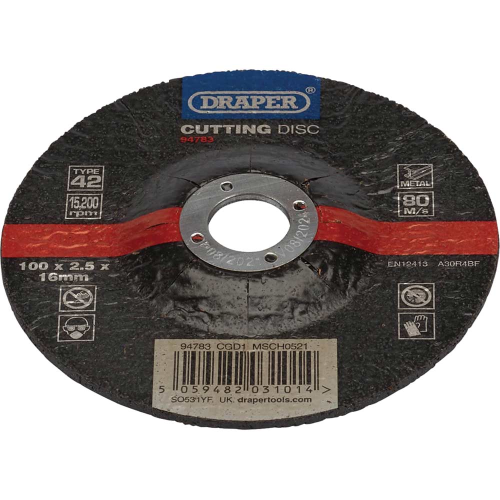 Draper DPC Depressed Centre Metal Cutting Disc 100mm 2.5mm 16mm