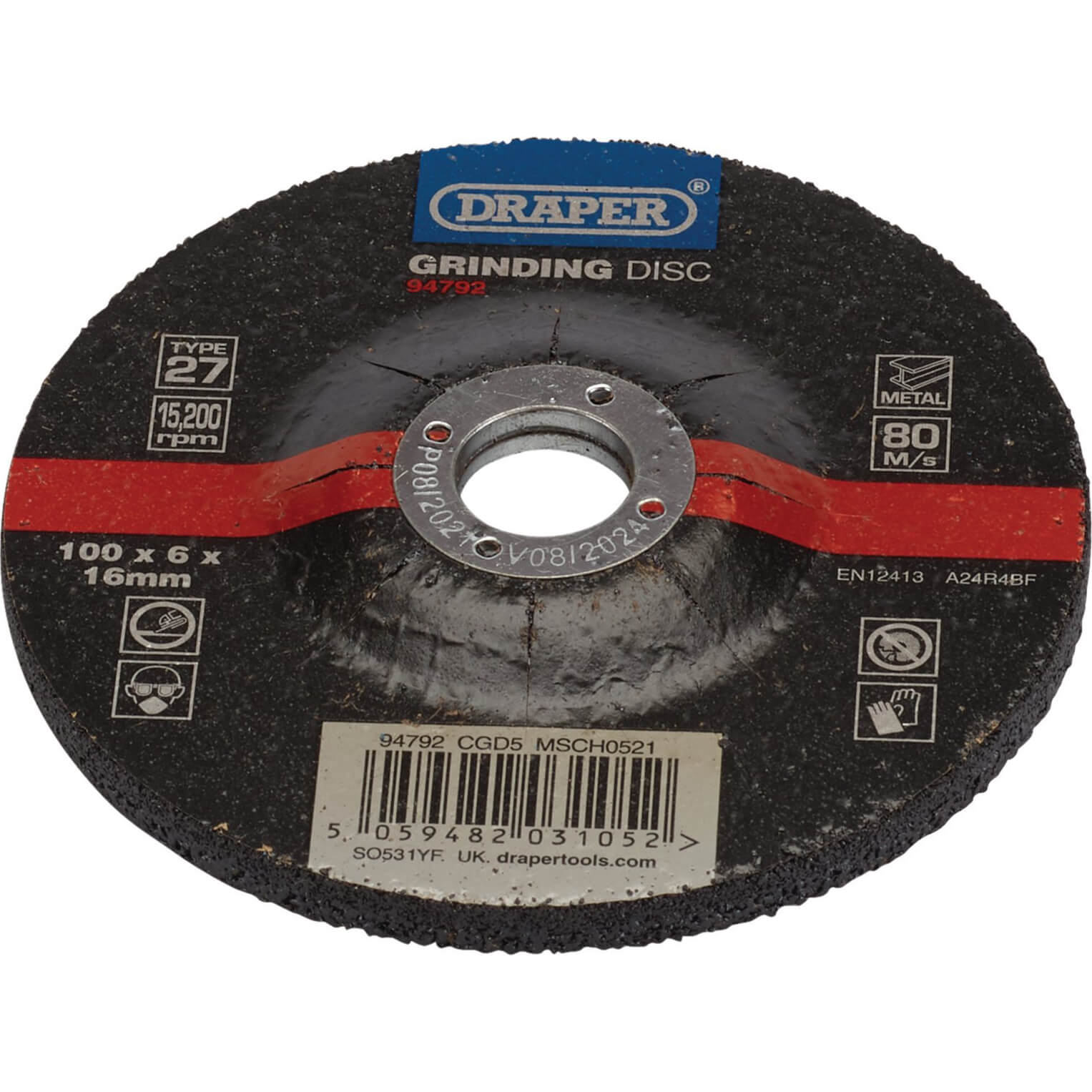 Photos - Cutting Disc Draper DPC Depressed Centre Metal Grinding Disc 100mm 6mm 16mm CGD5 