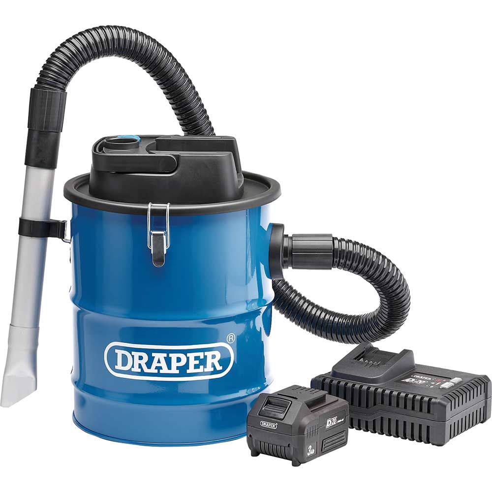 Draper D20AV12 D20 20v Cordless Ash Vacuum Cleaner 1 x 3ah Li-ion Battery Charger