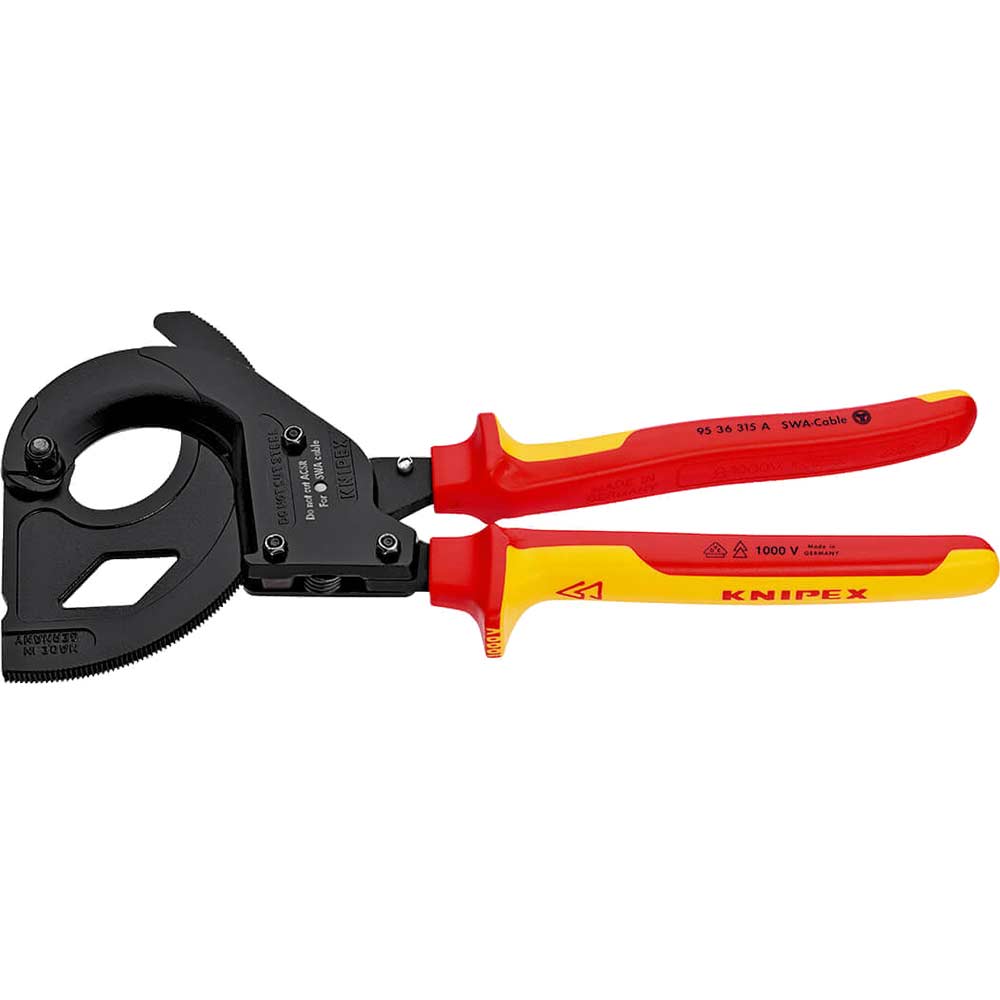 Knipex 95 36 VDE Insulated Ratchet Action Steel Wire Cable Cutter 315mm