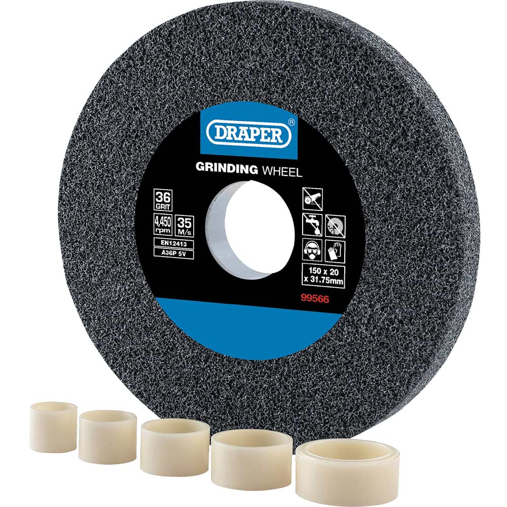 Draper Aluminium Oxide Bench Grinding Wheel 150mm 20mm 36g