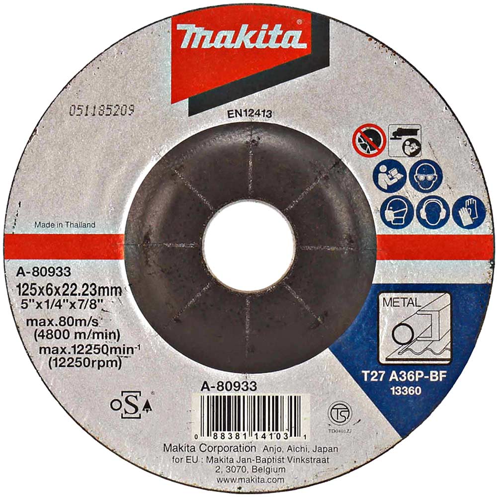 Image of Makita A27 Pro Metal Depressed Grinding Disc 125mm