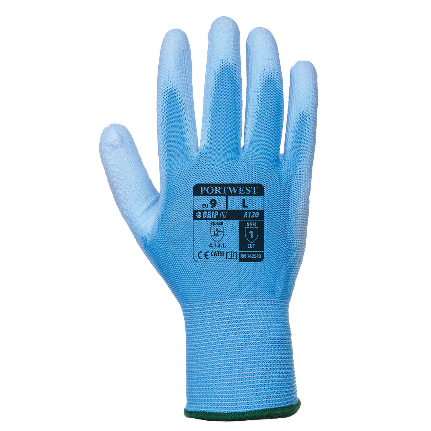 Image of Portwest PU Palm General Handling Grip Gloves Blue XL