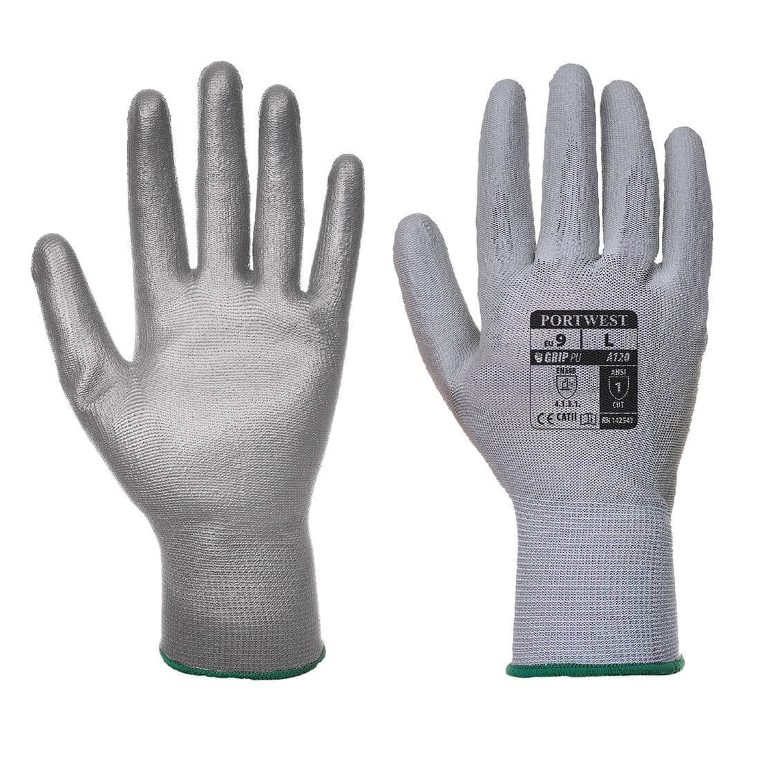 Image of Portwest PU Palm General Handling Grip Gloves Grey 2XL