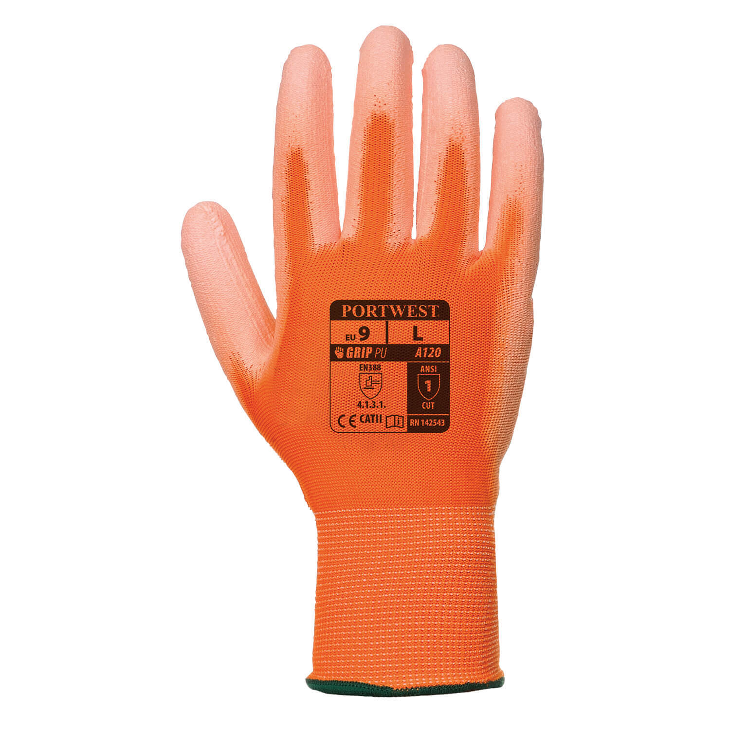 Image of Portwest PU Palm General Handling Grip Gloves Orange L