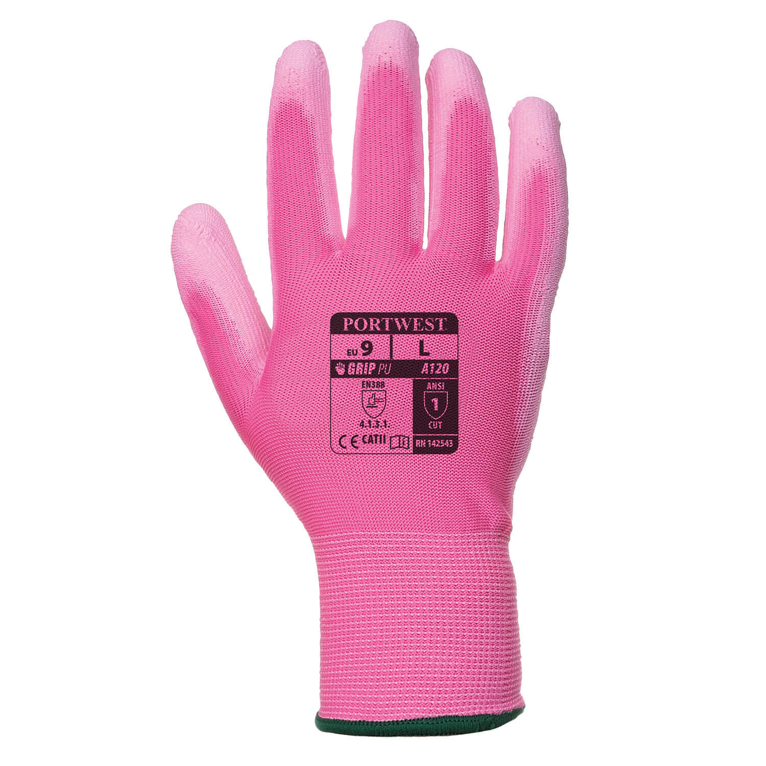 Image of Portwest PU Palm General Handling Grip Gloves Pink S