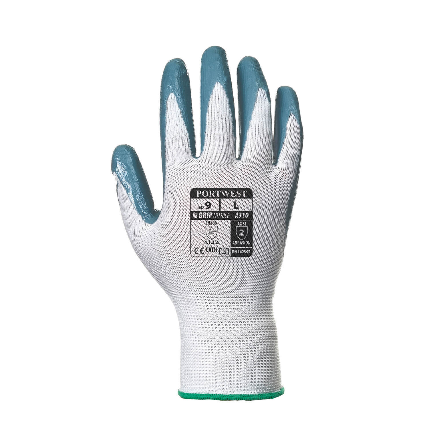 Image of Portwest Flexo Grip Nitrile Tradesmans Gloves Grey / White L