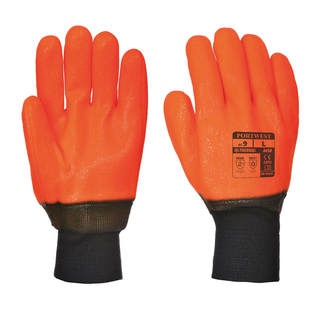 Image of Portwest Weatherproof Thermal Hi Vis Gloves Orange XL
