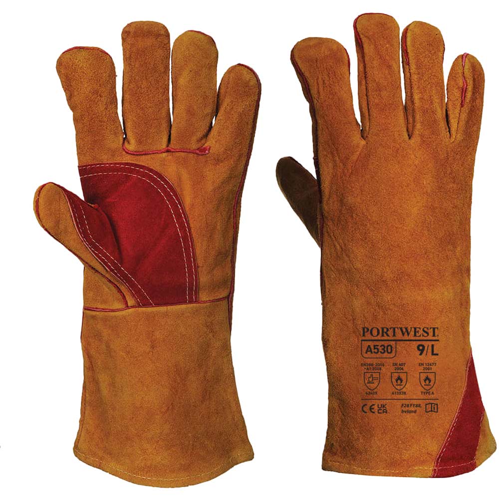Portwest Reinforced Welding Gauntlets Brown XL Pack of 1