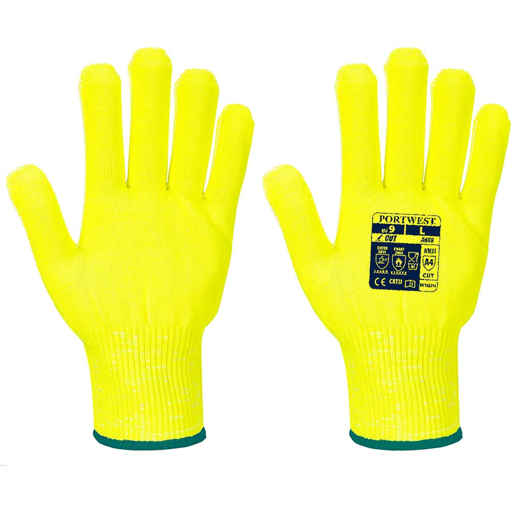Portwest Pro Cut Liner Food Industry Gloves Yellow L Pack of 1