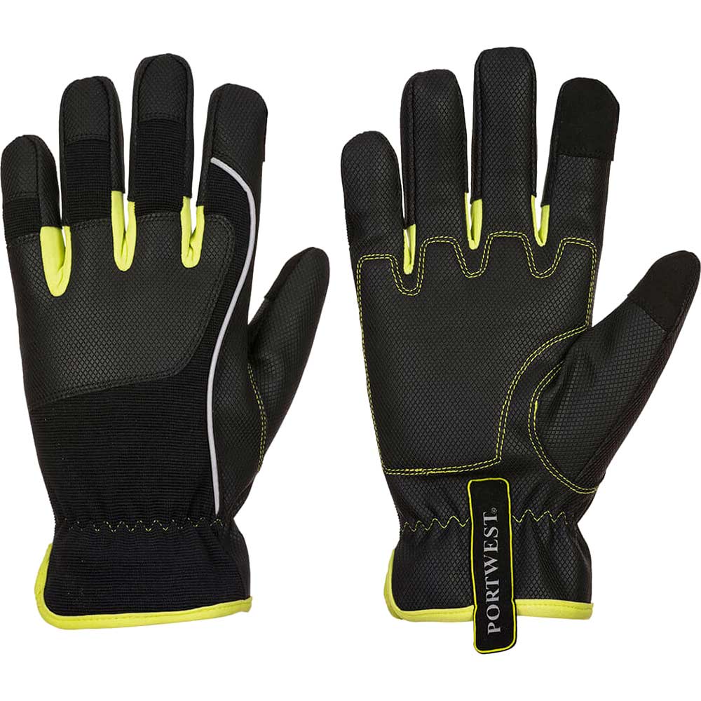 Portwest PW3 Tradesman Work Gloves Black / Yellow S Pack of 1