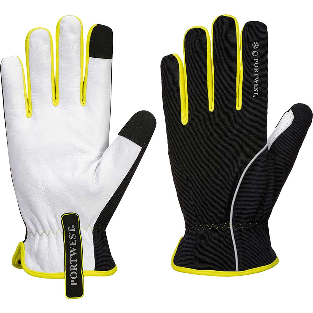 Portwest PW3 Winter Thermal Touchscreen Gloves Black / Yellow 2XL Pack of 1
