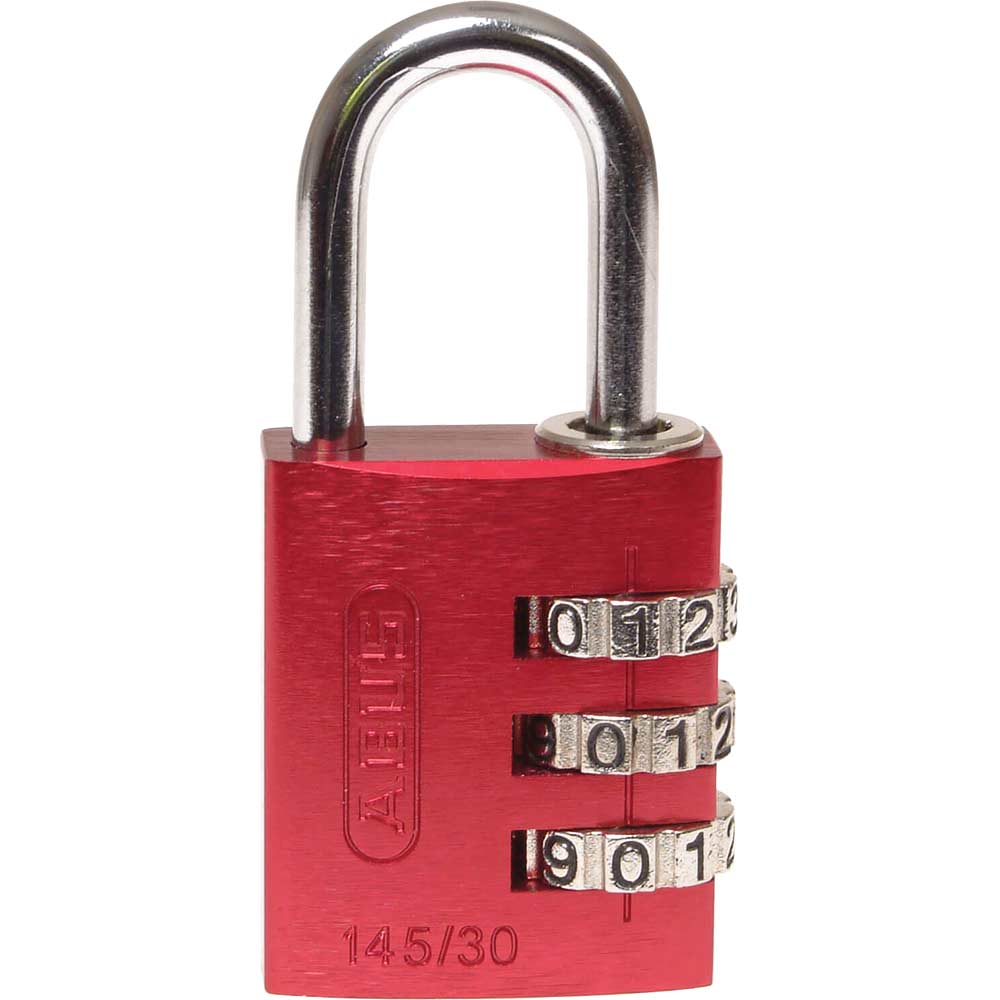 Image of Abus 145 Series Aluminium Combination Padlock 30mm Red Standard