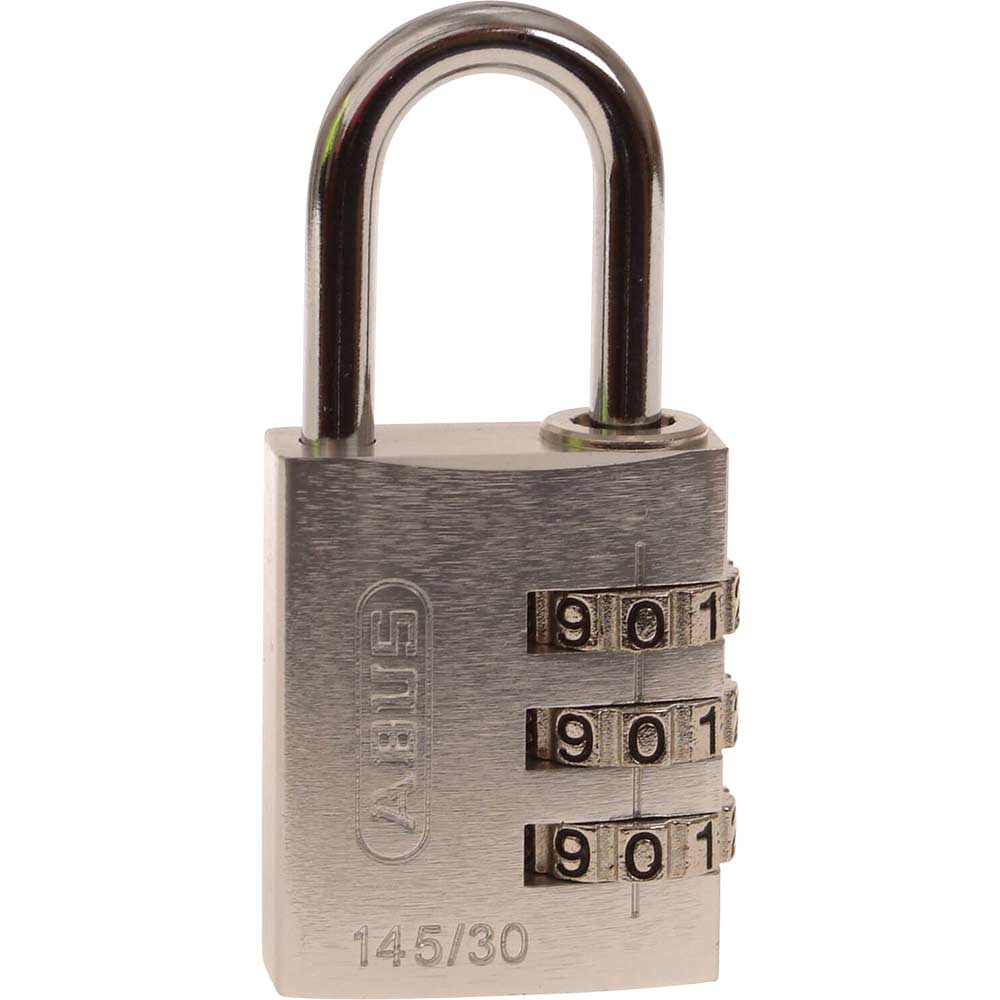 Image of Abus 145 Series Aluminium Combination Padlock 30mm Silver Standard