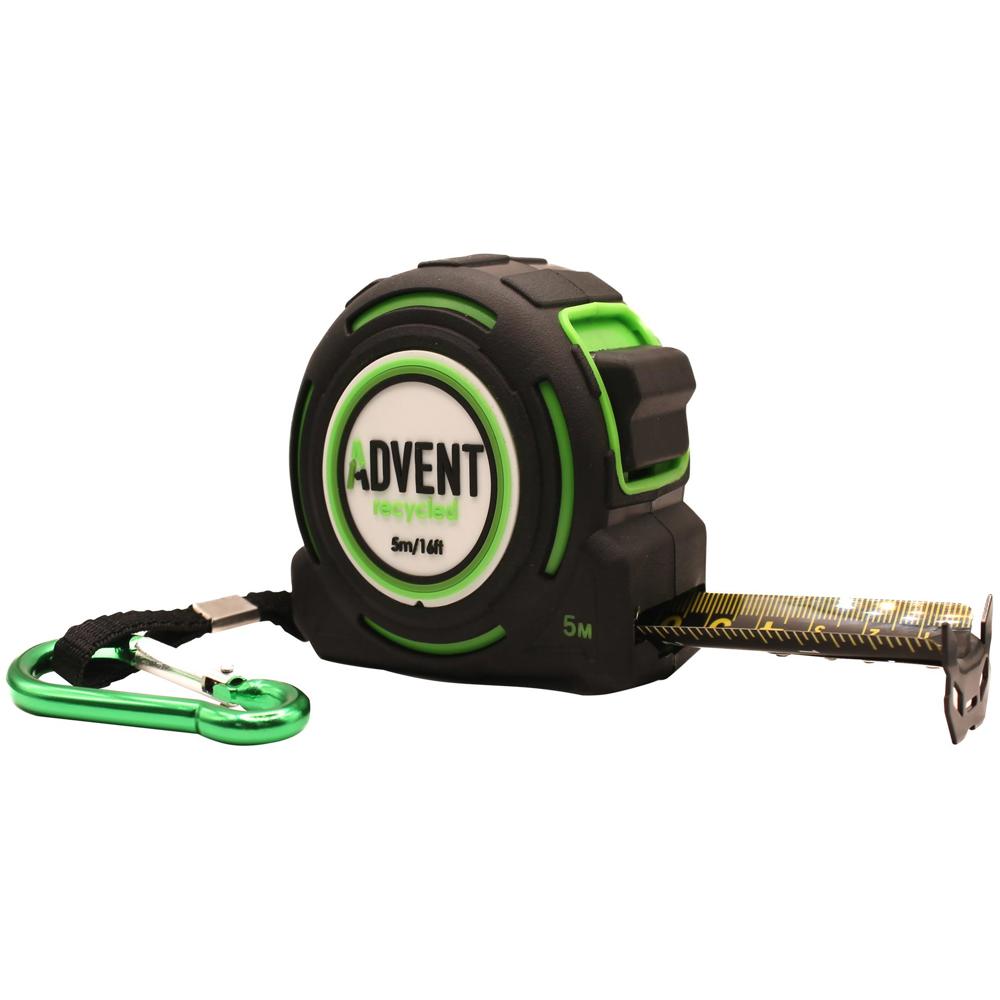 Advent Recycled Tape Measure and Carabiner Clip Imperial & Metric 16ft / 5m 32mm
