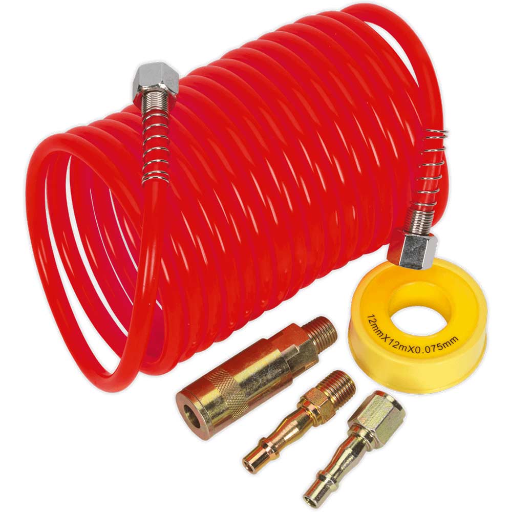 Sealey AHK03 Coiled Air Line Hose Kit 5mm 5m