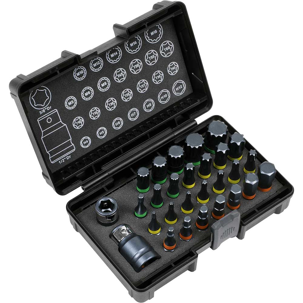 Image of Sealey 28 Piece 3/8" and 1/2" Drive Impact Socket Bit Set Combination