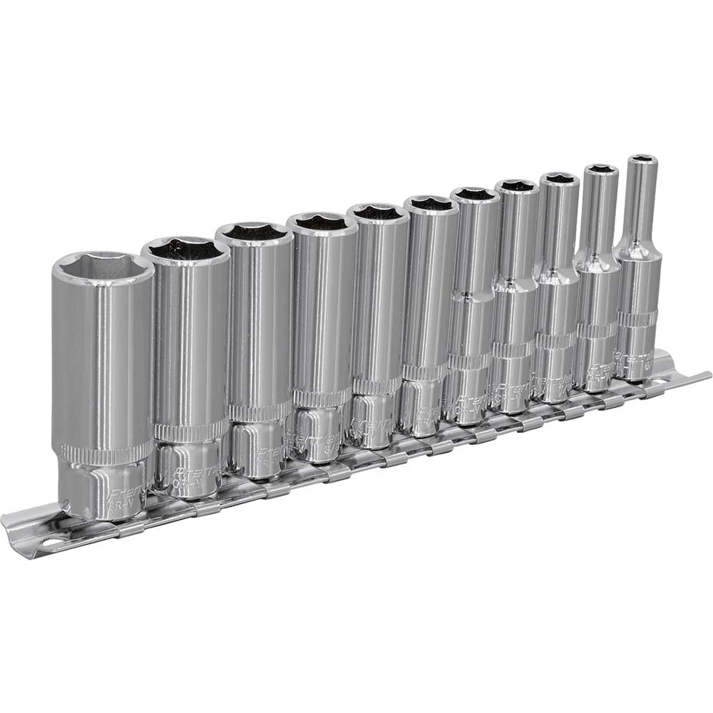 Image of Sealey 11 Piece 1/4" Drive Deep Hexagon WallDrive Socket Set Imperial 1/4"